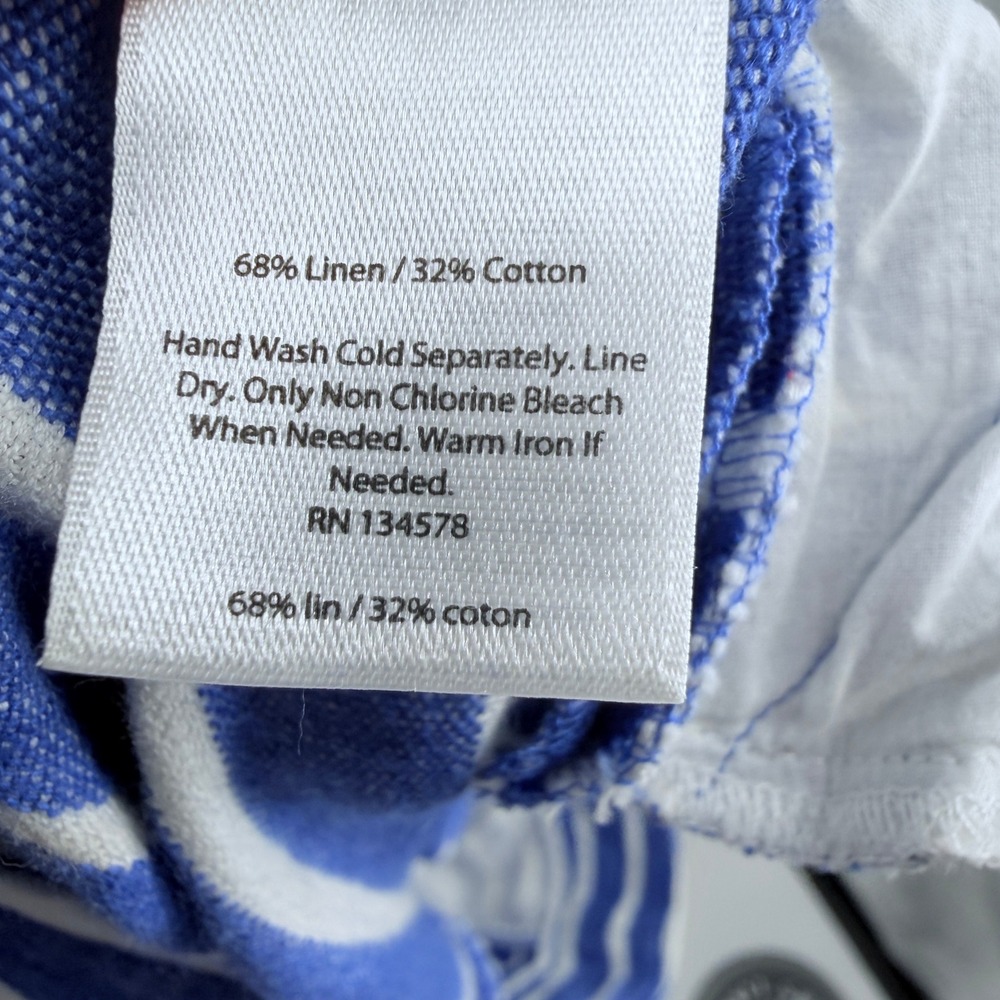 Vineyard Vines Linen Blend Shorts Size 8 Nautical Striped Pleated Preppy - Picture 8 of 8